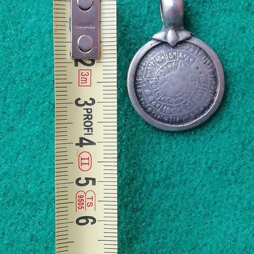 Phaistos Disc Necklace vintage, used, made of alpaca