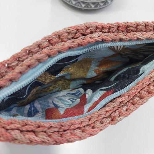 Handmade Crochet Floral Boho Pouch New, turquoise