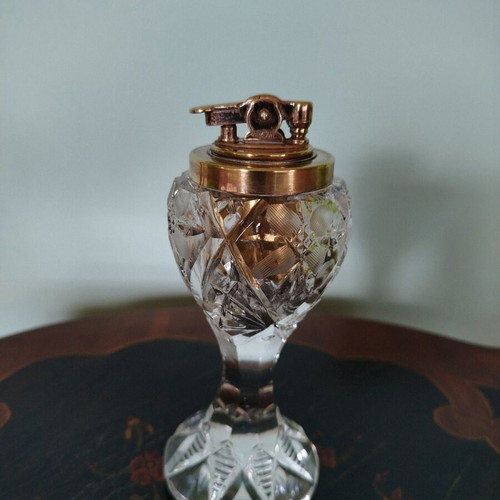 Vintage Cut Crystal Table Lighter like new, 1950s collectible