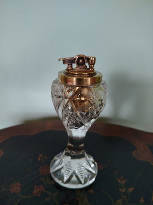 Vintage Cut Crystal Table Lighter like new, 1950s collectible