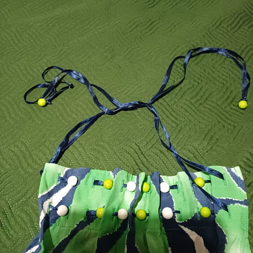 Strapless dress used, size L, multicolor green