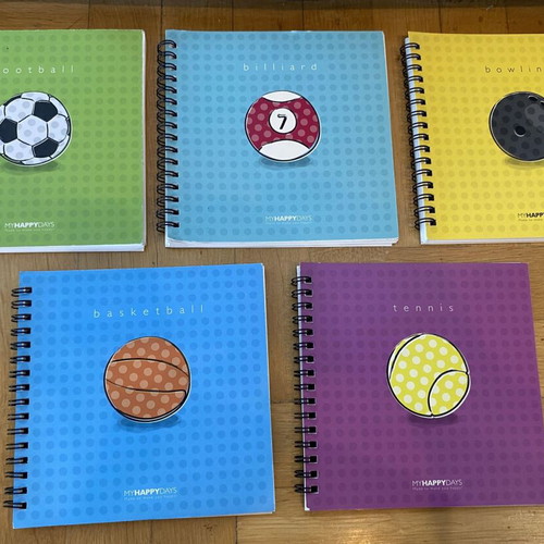 Sports notebooks new, set of 30 with 5 designs