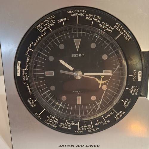 Seiko Seikosha Japan Airlines World Time Quartz Desk Clock used