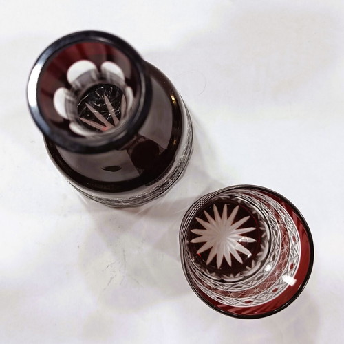Bohemian Glass Masterpiece Museum Set Tumble-Up Ruby Cut-to-Clear like new