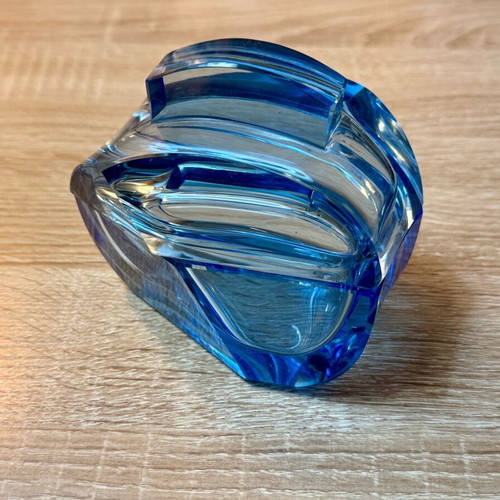 Blue glass container vintage 1950s like new