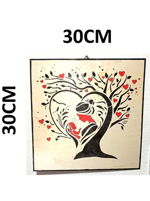 Handmade wooden frame, Motherhood, hand-painted, 30x30cm