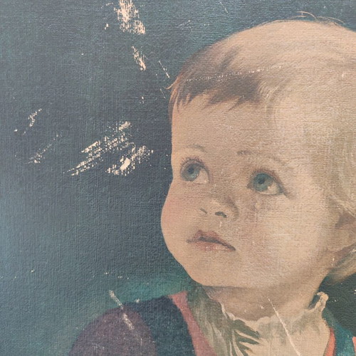 Vintage Childhood print by Anna Zinkeisen used with original frame
