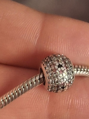 Charm pave decorated with zircon stones, like new, silver 925