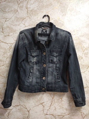 Women's short denim jacket, dark blue