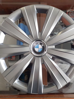 Τάσια BMW 15'' σετ 4 τεμαχίων, νέα, ασημί πλαστικά