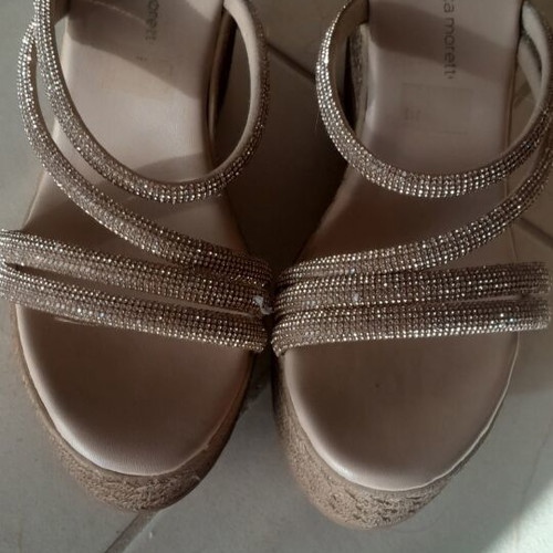 Beige platform sandals size 37