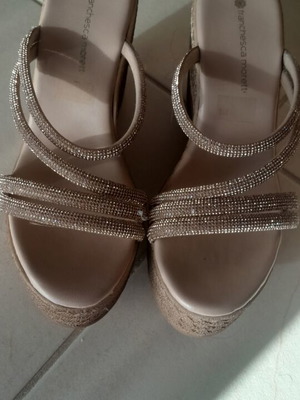 Beige platform sandals size 37