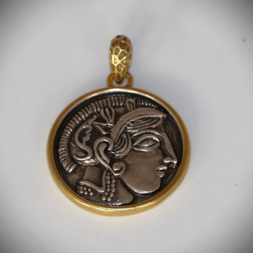 Ancient Tetradrachm Athena Head Silver Pendant new