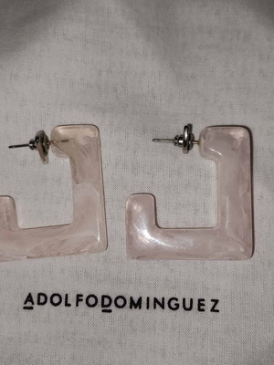 Adolfo Dominguez pink earrings used, square hoops