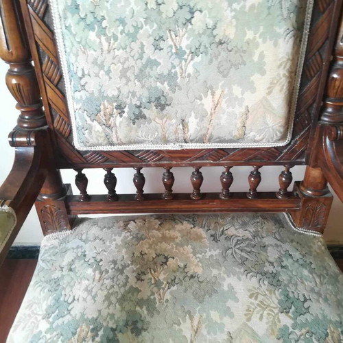 French 1930s sofa used with 2 armchairs, walnut wood