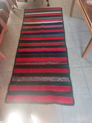 Handmade knitted runner rug multicolor, like new