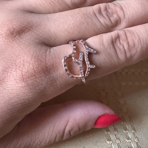 Ring rose gold with silver stones 925 new