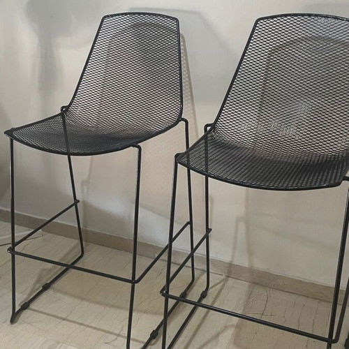 Metal bar stools used, set of 2, black