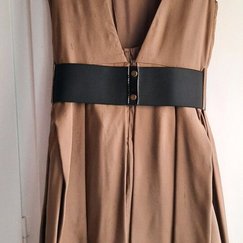 Rococo silk dress with 6 different looks, size L, brown