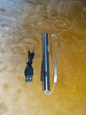 Rechargeable LED pen flashlight USB new, stainless steel