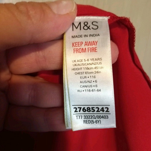 Red dress with sequins Mark's&Spencer like new, for girl 5-6 years old