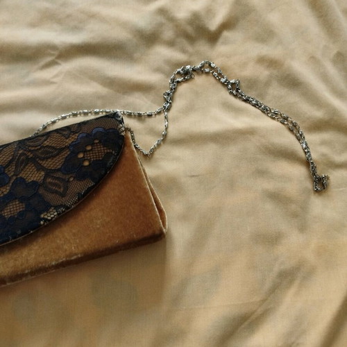 Women's shoulder bag new with lace details black and beige