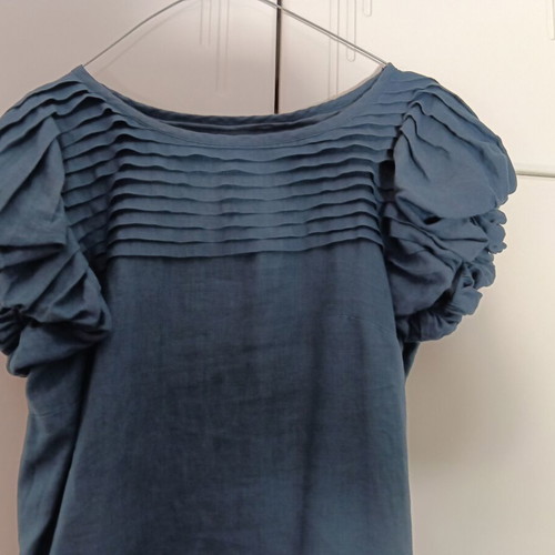 Sisley linen dress, blue, medium, side hidden zipper