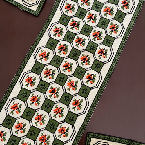 Handmade set of 3 embroidered table linens like new