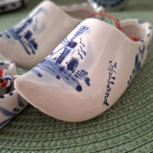 Delft Dutch porcelain clog shoes used, set of 2 pairs