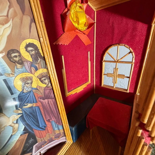 Wooden handmade church used, unique collectible piece