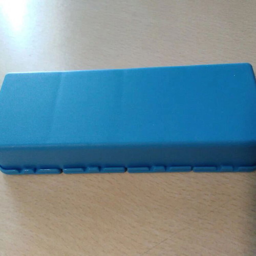 Collectible pill storage box, normal size, like new, blue, 4 compartments
