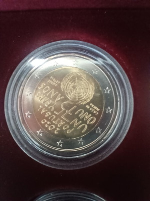 Portugal 2 Euro 75 Years 2020 coin uncirculated in capsule