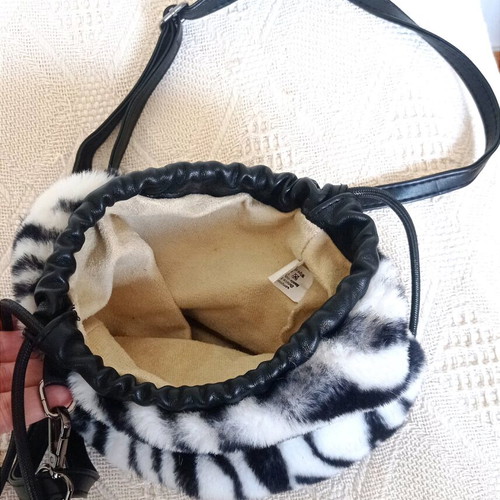 Fur pouch bag like new with zebra pattern crossbody