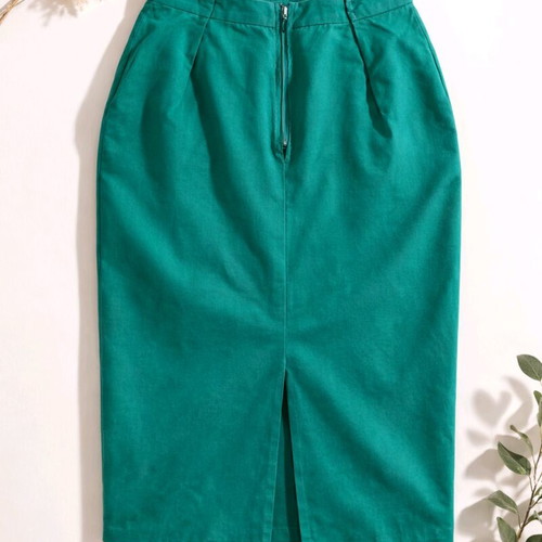 Midi vintage skirt used, green, size L