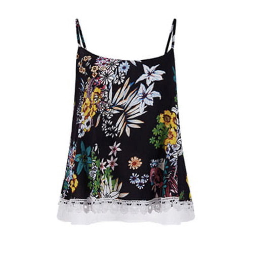 Celestino women's top new, size small, multicolor floral with lace trim