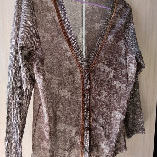 Passport sheer cardigan blouse M-L 40 brown floral