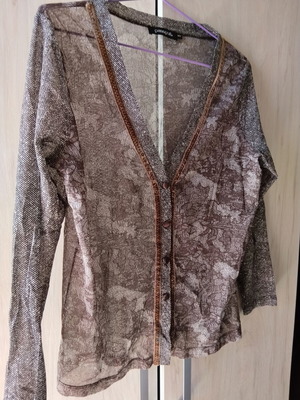 Passport sheer cardigan blouse M-L 40 brown floral