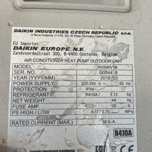 Daikin 18,000 BTU air conditioner set used, indoor unit functional
