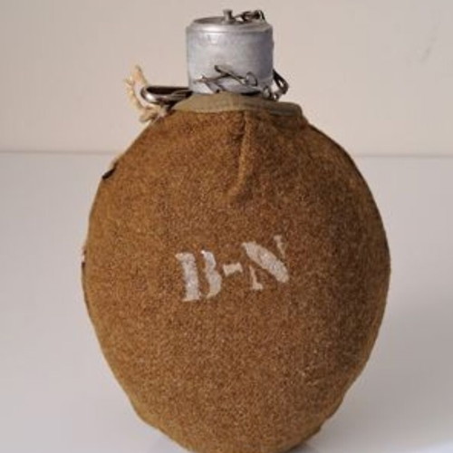 B-N aluminum canteen with khaki wool cover, collectible