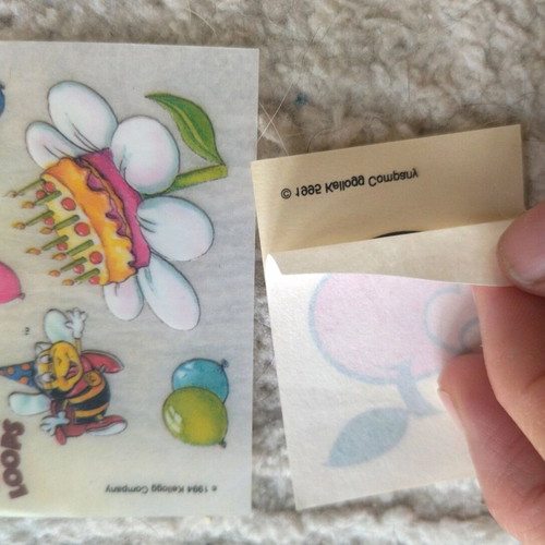 Rare Kellogg's tattoo stickers used, collectible pack