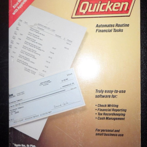 Quicken Program Disk and User's Manual used for Apple IIGS, IIc, IIc Plus, IIe