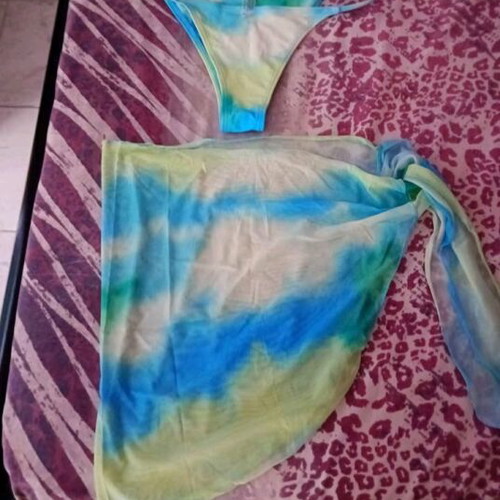 Bikini swimsuit and colorful pareo size Medium new