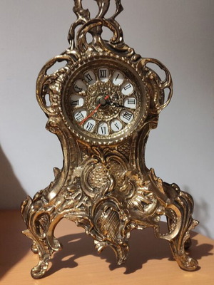 Bronze table clock antique used, needs mechanism replacement