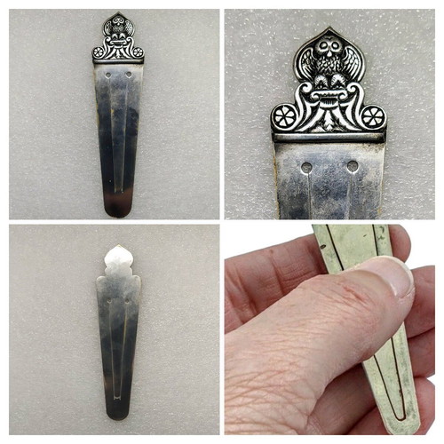 Silver-plated owl-themed bookmark paper cutter used