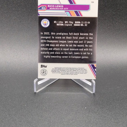 Rico Lewis 2022-23 Topps Finest UEFA Club Competitions #125 Rookie RC Manchester City card