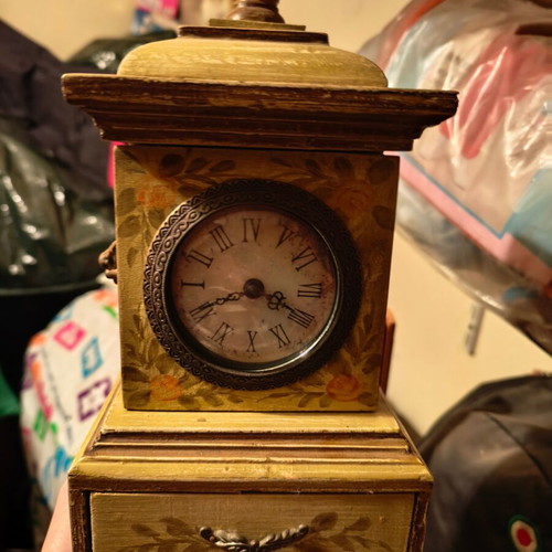 Wooden tabletop decorative clock vintage, used