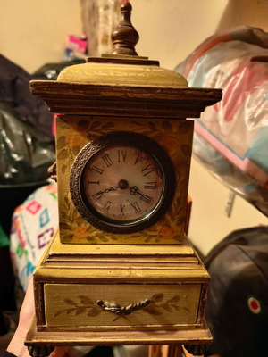 Wooden tabletop decorative clock vintage, used