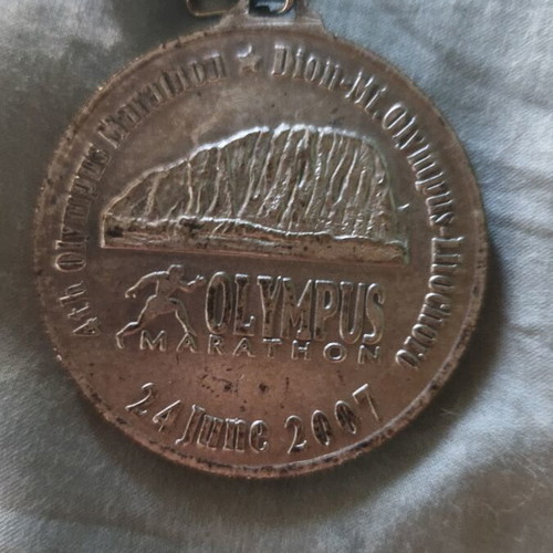 Olympus Marathon medal used, 3rd finish
