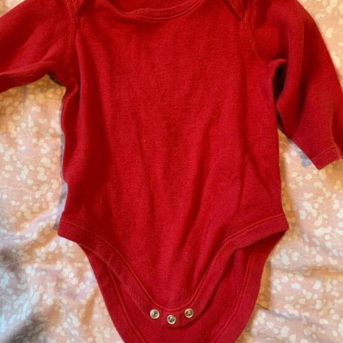 Marks & Spencer long-sleeve bodysuit for 6-9 months baby like new, red cotton unisex