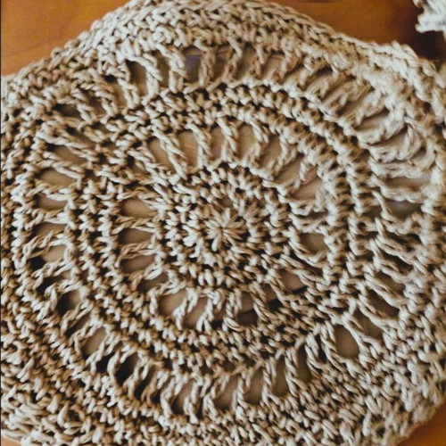 Crochet Crossbody Bag Boho with Tassel in Beige and Brown, New